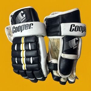 Cooper Hockey Gloves SC Pro Senior 15" Leather Black White Gold Pittsburgh Pens